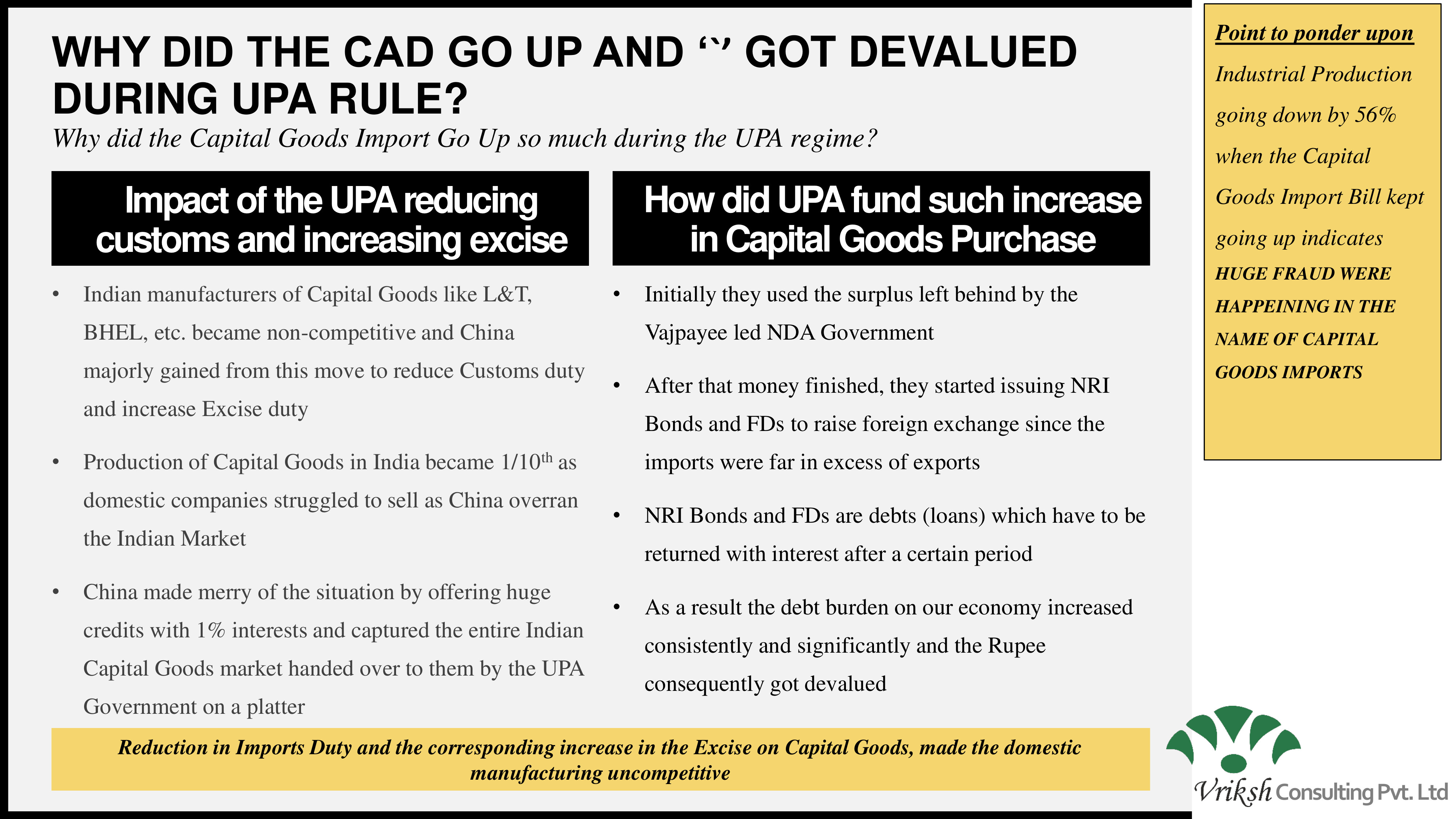 Impact of UPA policies on domestic manufacturing