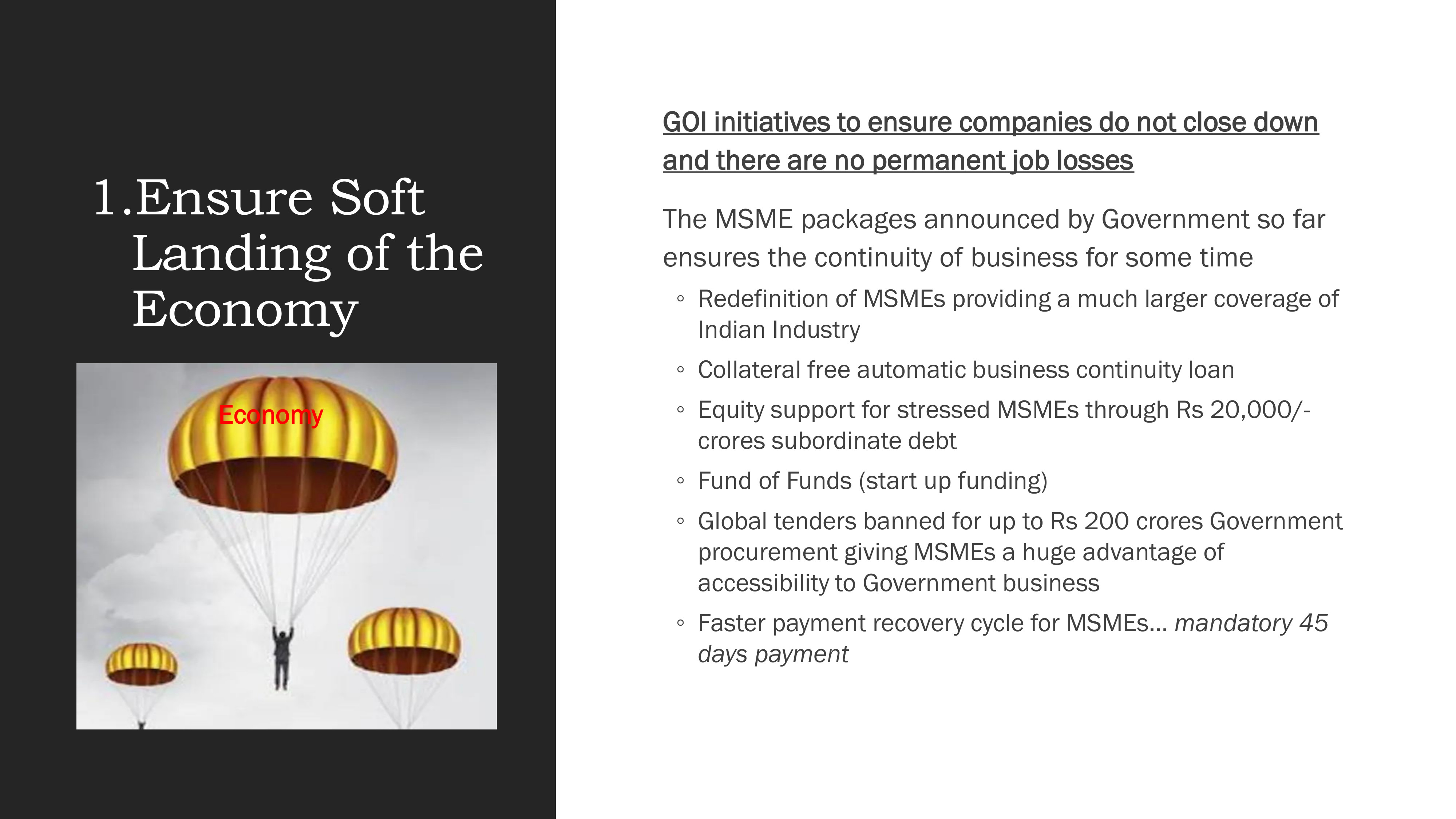 Ensuring Soft Landing of the Economy